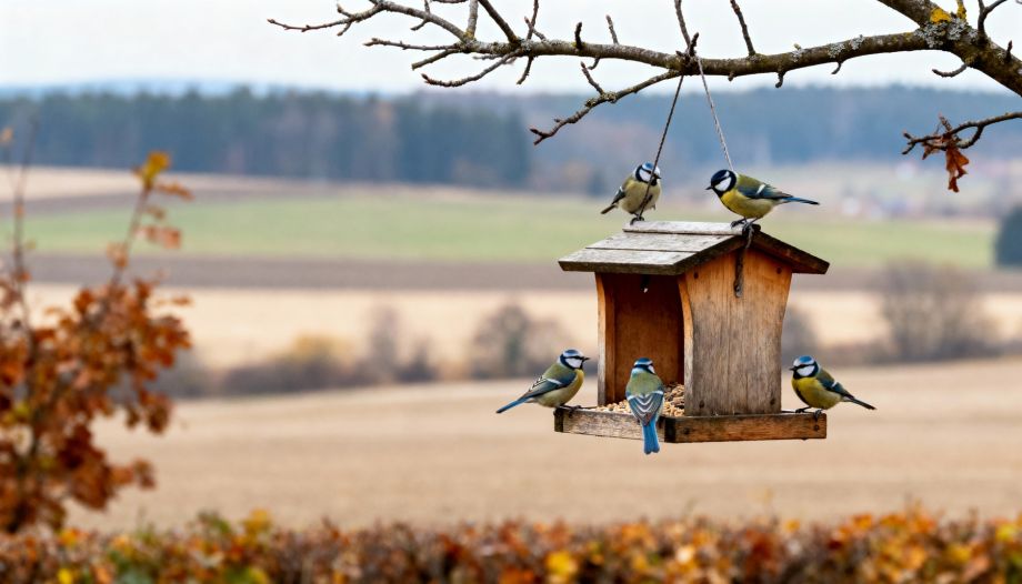Tři krmítka pro pestrou ptačí společnost