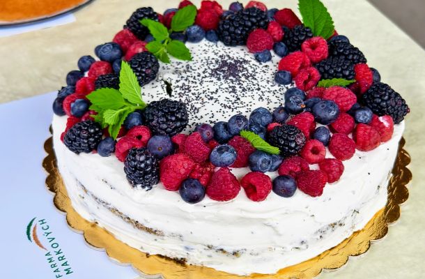 Makový dort s ovocem (bez mouky)